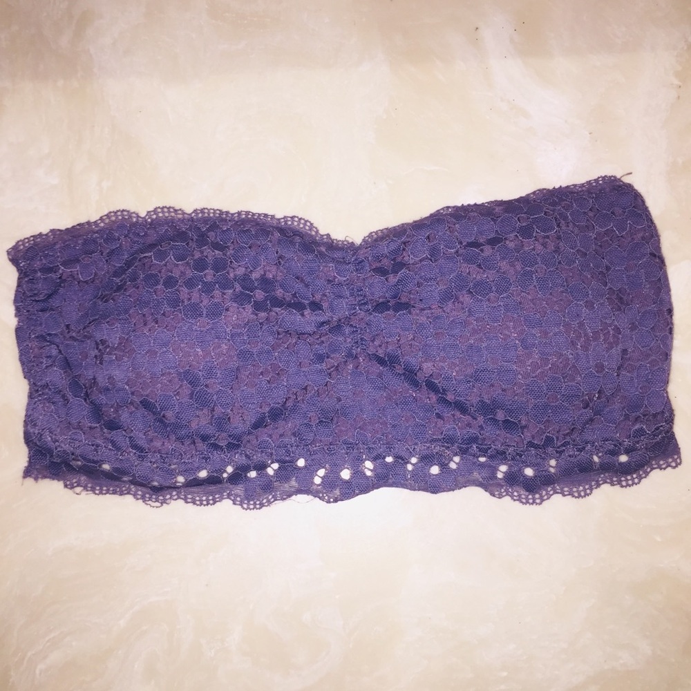 M strapless bra (purple flower lace)
